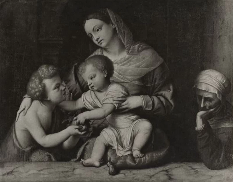 Il Moretto-219-Madonna col Bambino. Elisabetta e Giovannino-Collezione Giovanni Treccani degli Alfieri -Milano